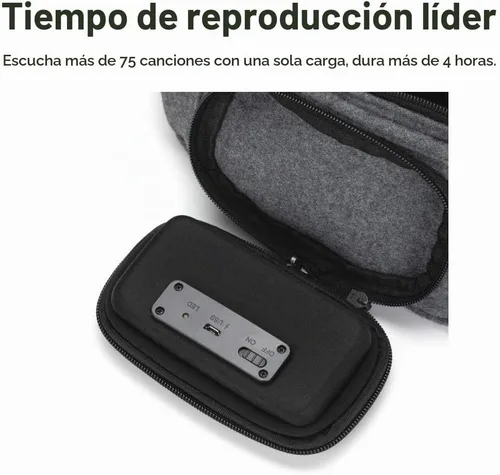 Vista 5 de Fannypack con altavoces. Riñonera Bluetooth para fiestas/festivales/ravos/playa/barcos. Funciona con iPhone y Android (gris)