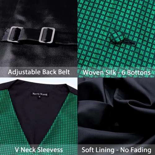 Vista 5 de Barry.Wang Chaleco formal para hombre, diseño de cachemira, jacquard, de seda, para boda, 5