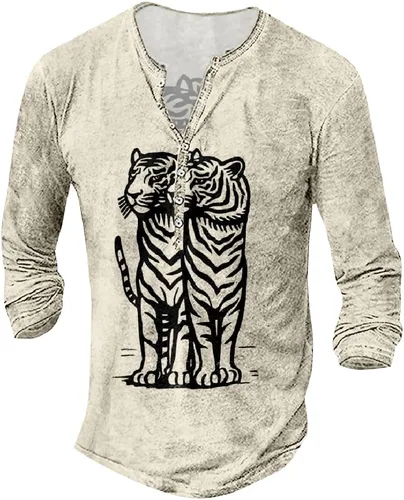 Vista 13 de MARSVOVO Camisetas Henley para hombre, camisetas gráficas artísticas, cuello en V, sin cuello, manga larga, casual, ajustadas, camisas