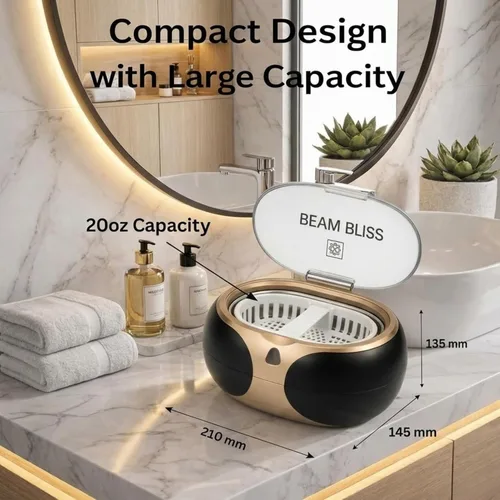 Vista 3 de Limpiador ultrasónico profesional de joyas de 40 W con temporizador automático de 3 minutos, limpiador de joyas de oro de 42 kHz a 48 kHz, limpiador