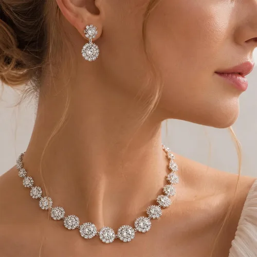 Vista 5 de Conjuntos de joyas de boda para mujer, collar de diamantes