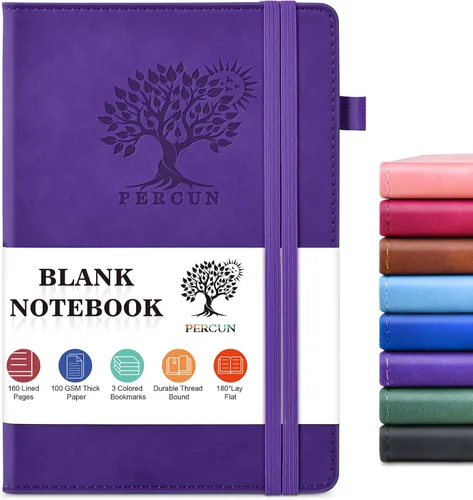 Vista 27 de PERCUN Diario en blanco para hombres y mujeres, 160 páginas en blanco para escribir, dibujar, cuaderno de bocetos, cuaderno de bocetos de cuero