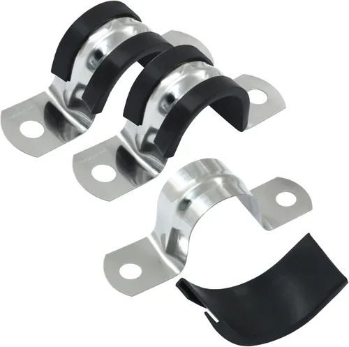 Vista 2 de 20 abrazaderas acolchadas de goma de acero inoxidable 304 de 25/32 pulgadas, correa de tubo en U de 0.787 pulgadas para instalación de tubos
