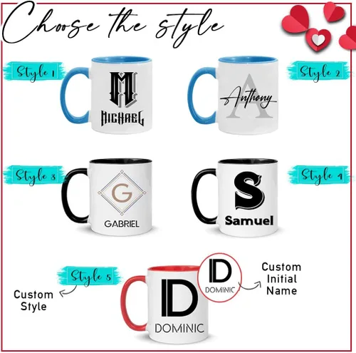 Vista 6 de SANTANNA Taza personalizada para hombres, iniciales personalizadas con nombre de café de cerámica (sus estilos favoritos)