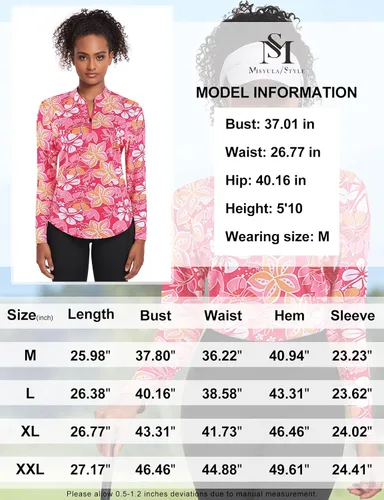 Vista 5 de Misyula - Camisetas de golf para mujer, con cremallera de 14, protección solar, secado rápido, tenis, correr, atletismo, entrenamiento