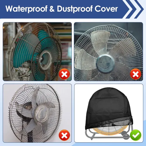 Vista 4 de Cubierta de polvo industrial para ventiladores de 18 a 20 pulgadas, protector de ventilador impermeable de tela Oxford para exteriores con cierre