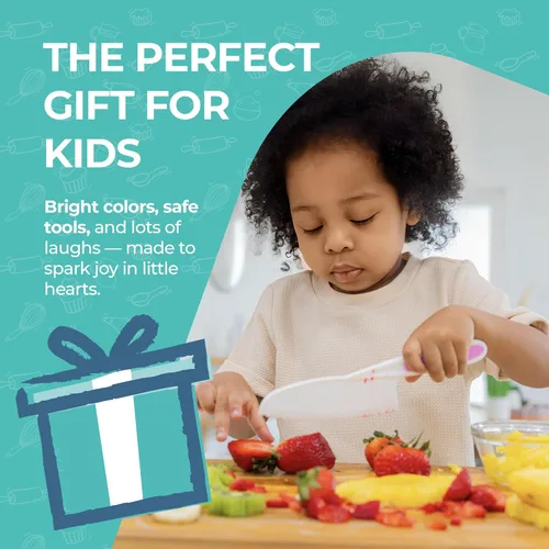 Vista 8 de Tovla Jr - Juego de cuchillos seguros para niños para cocina real, cuchillos de cocina para niños pequeños, herramientas de cocina Montessori STEM