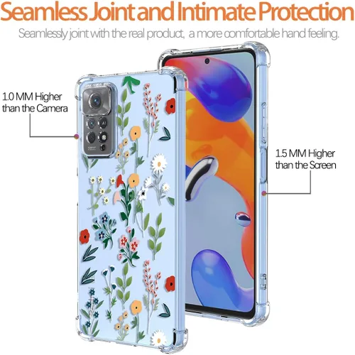 Vista 2 de Funda para Redmi Note 11 Pro, Redmi Note 12 Pro 4G transparente con diseño TPU absorción de golpes Slim Flower Garden Pattern Protective Back Cover