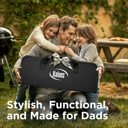 Vista 2 de Kaluns - Accesorios para parrilla, regalos para papá para el día del padre, juego de parrilla de acero inoxidable resistente, accesorios