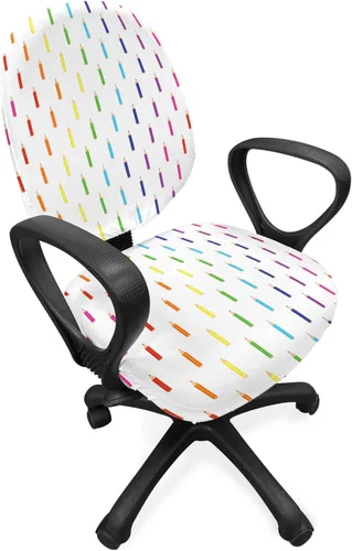Vista 64 de Lunarable Funda para silla de oficina tribal, diseño azteca, nativo americano, geométrico, simbolismo étnico con espirales de triángulos, elástico