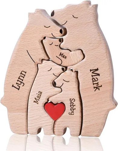Vista 21 de Rompecabezas de madera personalizado con nombres familiares de 2 a 8, rompecabezas de madera de gato, rompecabezas de madera personalizable