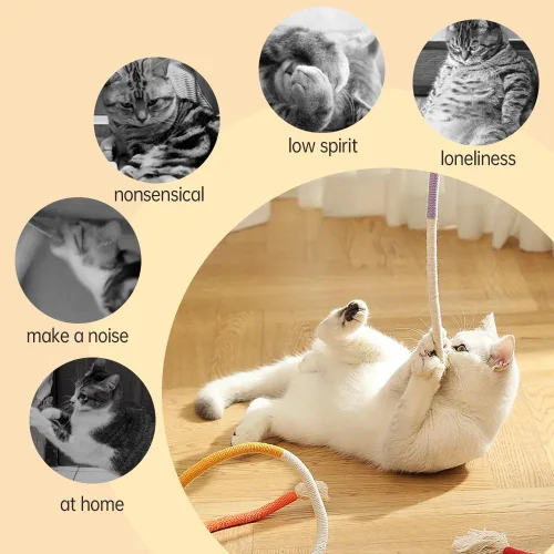 Vista 6 de Cuerda de juguete masticable para gatos, cuerda de masticar natural mejorada 2026, juguete interactivo de hierba gatera para gatitos, cuidado