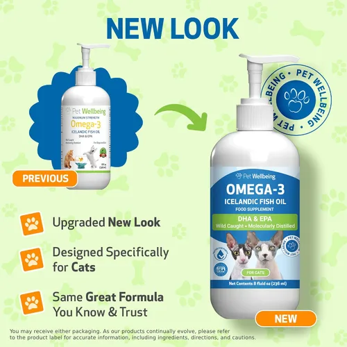Vista 2 de Pet Wellbeing Aceite de pescado islandés omega-3 para gatos, pescado capturado en la naturaleza, pescado de agua fría, piel y pelaje saludables