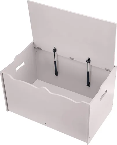 Vista 4 de Amazon Basics Caja de juguetes para niños, baúl organizador de madera, gris, 30 x 18 x 19 pulgadas