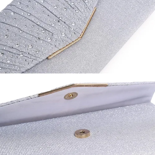 Vista 4 de Bolso de noche para mujer, bolso de mano con diamantes de imitación, lentejuelas con purpurina, bolso cruzado para mujer, fiesta de boda