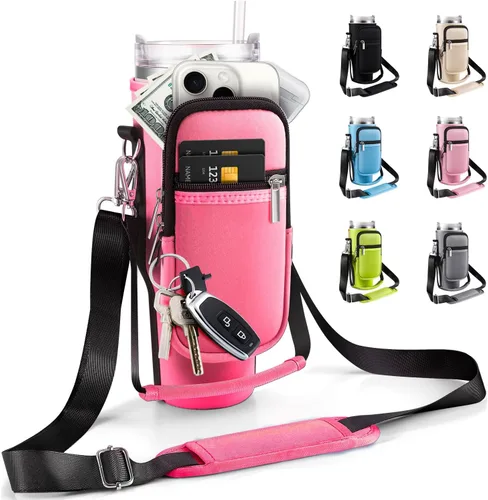Vista 7 de Bolsa de transporte con bolsillo para teléfono para vaso Stanley de 40 onzas con asa y vaso Simple Modern de 40 onzas - Funda tipo bandolera