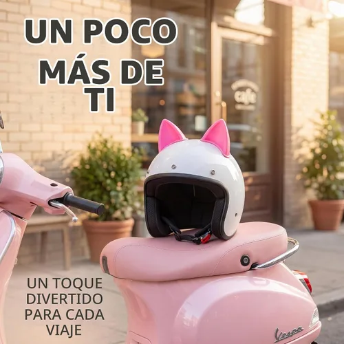 Vista 3 de 2 piezas de decoración de casco rosa, adorno de orejas de gato autoadhesivo para motocicleta, adecuado para cascos de niñas lindas