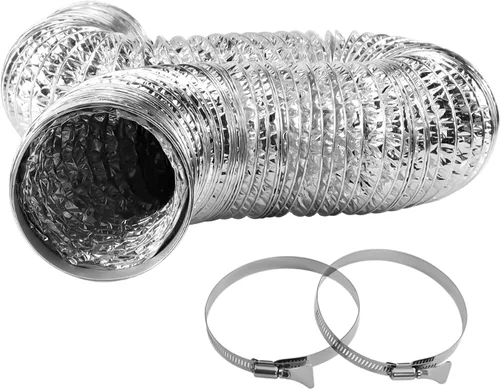 Vista 9 de Cenipar Manguera de ventilación para secadora, manguera de ventilación de conductos de 4 pulgadas, lámina de aluminio flexible sin aislamiento