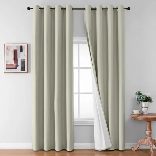 Vista 20 de Joydeco Cortinas opacas de lino para dormitorio, con ojales de 90 pulgadas de largo, cortinas resistentes para sala de estar, cortinas con Verde