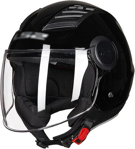 Vista 7 de Casco abierto 3/4 para motocicleta, visera HD, casco de motocicleta, forro extraíble, cómodo ajuste de ventilación, para adultos, hombres, mujeres