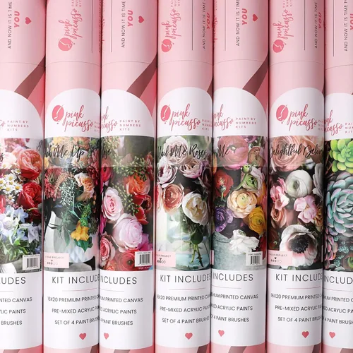 Vista 8 de Pink Picasso Kit de Pintura Floral Botánica por Números para Adultos y Adolescentes Juegos de Kits de Pintura Acrílica DIY en Lienzo 16x20