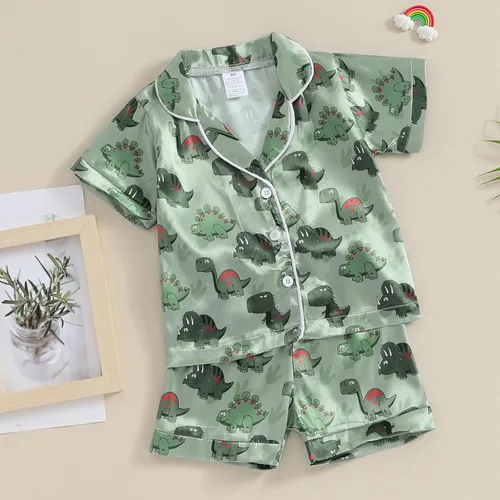 Vista 114 de Conjunto de pijama de manga larga con botones para niña pequeña, conjunto de ropa de dormir
