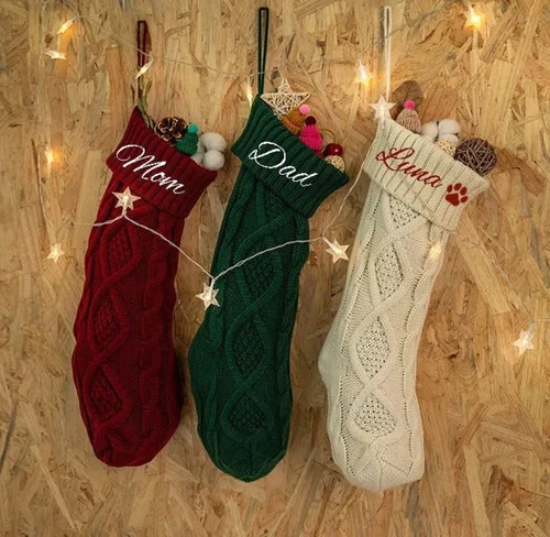 Vista 4 de Custom Christmas Stocking Personalized Name- Customized Stockings for Christmas Stocking with Name Personalized Christmas Stockings Green Stockings