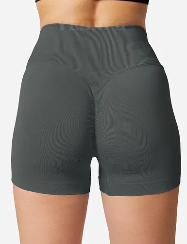 Vista 4 de YEOREO Pantalones cortos de entrenamiento sin costuras para mujer, cintura alta, levantamiento de glúteos, pantalones cortos de yoga para gimnasio