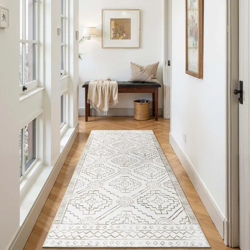Vista 260 de jinchan Alfombra marroquí de pasillo 2x6 - Alfombra de pasillo lavable a máquina para cocina, alfombra moderna geométrica suave de pelo bajo