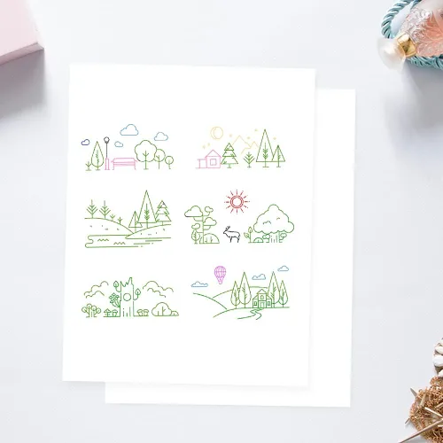 Vista 3 de Dibujo de líneas creativas, bonitos patrones de escena, sellos transparentes para decoración de tarjetas, álbumes de recortes, líneas simples
