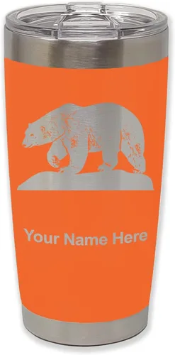 Vista 28 de LaserGram Vaso aislado al vacío de 20 onzas, oso polar, grabado personalizado incluido (negro)