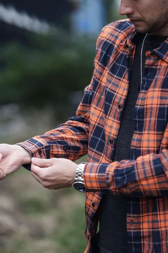 Vista 4 de JMIERR - Camisas de manga larga con botones para hombre, camisa informal de franela de algodón