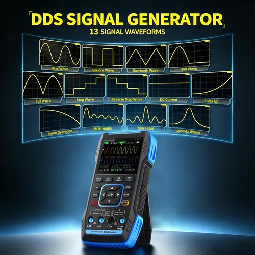 Vista 3 de FNRSI Upgraded 2C53T 3-in-1 50MHz 2CH Oscilloscope DDS Signal Generator