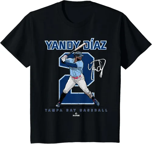 Vista 23 de Camiseta Number and Portrait Yandy Diaz Tampa Bay MLBPA, Negro