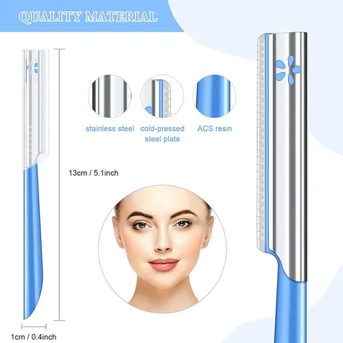 Vista 4 de Maquinilla de afeitar facial para mujer para depilación – Dermaplaning Tool Peach Fuzz Trimmer Womens Fino removedor de pelo cejas afeitadoras