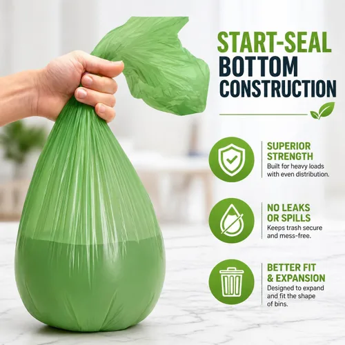Vista 2 de Bolsas de basura biodegradables para cocina alta de 13 galones (120 bolsas), ecológicas, medianas, ecológicas, de 55 litros, aptas para vertederos
