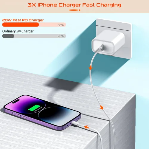 Vista 2 de Cargador para iPhone de carga rápida, 20 W, USB C, cargador rápido de 3 pies compatible con iPhone 14 pro/14 pro