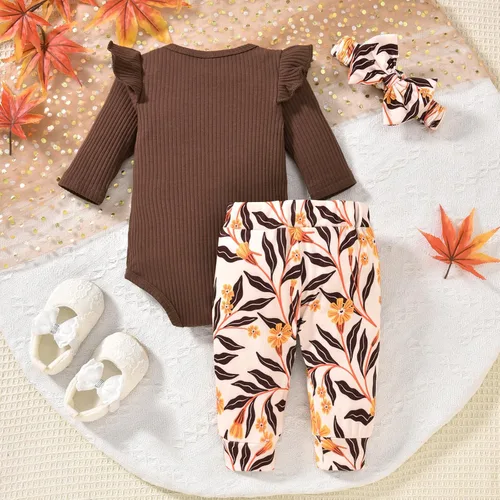 Vista 16 de Aalizzwell Conjunto de mameluco acanalado para bebé recién nacido prematuro para otoño e invierno