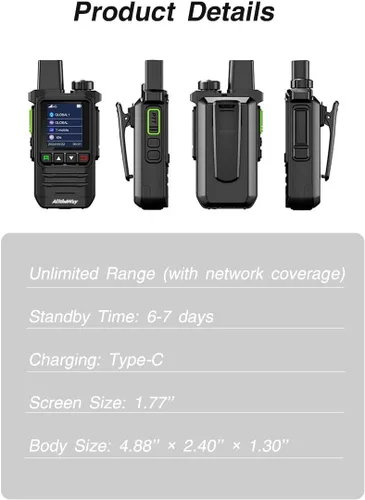 Vista 5 de Walkie Talkies globales gratuitos de por vida, radio 4G PoC, radio nacional, radio PTT bidireccional de larga distancia con linterna para equipos