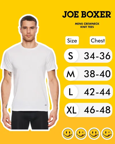 Vista 6 de JOE BOXER Camisetas para hombre, paquete de 4, camisetas de cuello redondo para hombre, paquete de 4, camisetas blancas para hombre