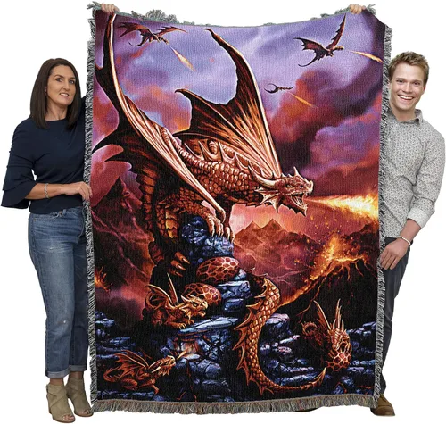 Vista 13 de Pure Country Weavers Anne Stokes - Manta de belleza de dragón de la colección Age of Dragons – Manta de fantasía para regalo tejida de algodón