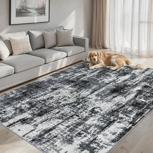 Vista 16 de Area Rugs - Alfombra para sala de estar, 4 x 6, lavable, moderna, abstracta, suave, neutra, antideslizante, grande para interiores, resistente a
