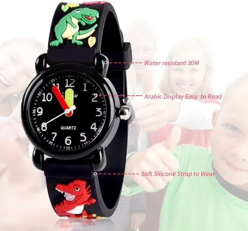 Vista 4 de Kids Gift Reloj impermeable de dibujos animados 3D para niñas, regalos para niñas de 3 a 8 años