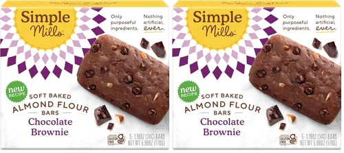 Vista 7 de Simple Mills, Barras de Harina de Almendra Horneadas Suavemente de Brownie de Chocolate 5 Unidades, 5.99 Onzas