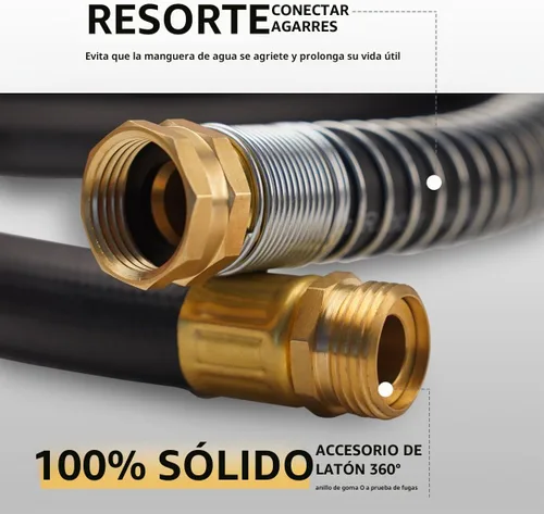 Vista 2 de Wiseflow Leader Hose Manguera de agua resistente de 3 x 5/8 pulgadas con accesorios de latón macho a hembra, extensor de manguera corta para carrete