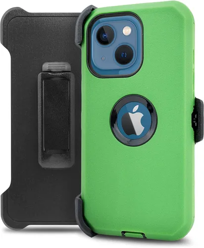Vista 6 de Funda diseñada para iPhone 13 (6.1 pulgadas), protección contra caídas de cuerpo completo, clip para cinturón, funda resistente con protector