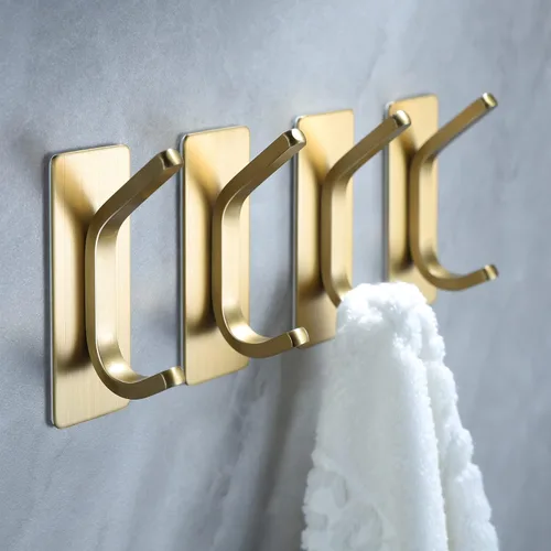 Vista 9 de YIGII Ganchos adhesivos para toallas, ganchos de pared negros para baño y cocina, ganchos resistentes, paquete de 4, acero inoxidable