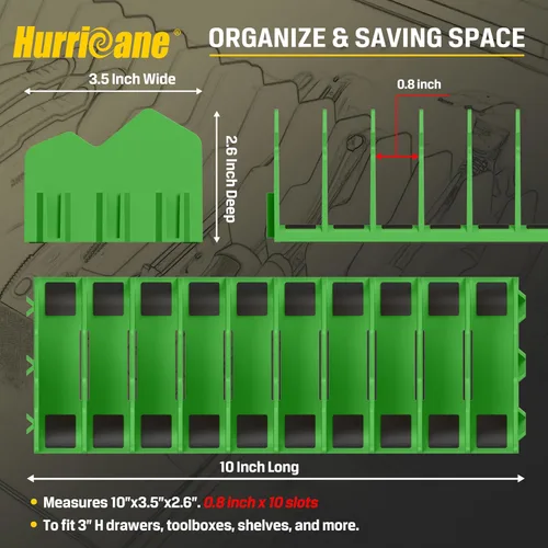 Vista 6 de HURRICANE Alicates organizador con base de goma antideslizante, diseño extensible, azul y verde, paquete de 2