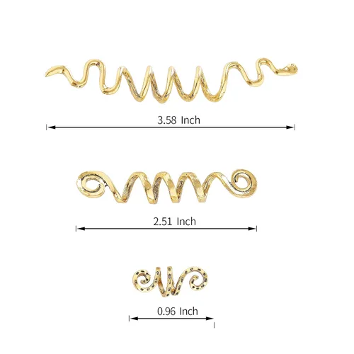 Vista 6 de FRDTLUTHW Joyas doradas de serpiente para trenzas, decoración de cabello de Halloween, accesorios de rastas para mujer (paquete de 6)