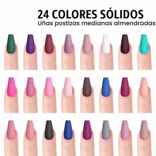 Vista 3 de 576 uñas postizas con forma de ballet de ataúd, uñas postizas acrílicas de cobertura completa, 24 colores con pegamento de uñas de 0.24 onzas Ballet